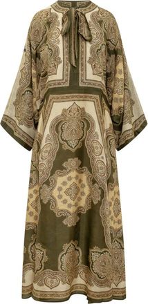 Zimmermann Mahon Tunic Midi Jurk - Dames - Casual kleedjes - Groen - XS - Kleedjes