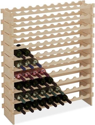 Relaxdays Relaxdays Wine Rack, for 100 Bottles, Stackable, HWD: 120x103x25 cm, Extendable, Horizontal Storage, Pine Wood, Natural