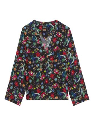Zadig&Voltaire Torny V-neck floral blouse - Black