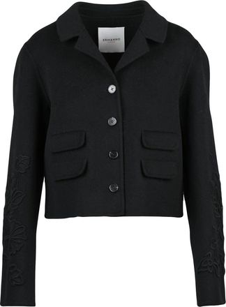 Ermanno Scervino Black Wool-Blend Button Short Jacket
