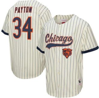Mitchell & Ness Mens Mitchell & Ness Walter Payton Cream Chicago Bears Name & Number Mesh Button-Up Baseball Jersey at Nordstrom, Size Xxx-Large