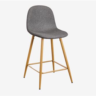 Sklum Taburete Alto Glamm Sklum Gris Antracita Madera Natural