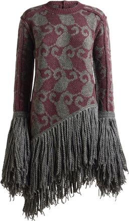 Etro Abito corto con frange - Grigio