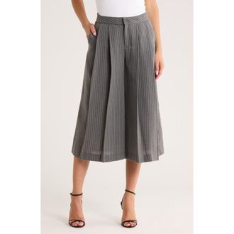 L'agence Mahalia Pinstripe Wide Leg Culotte Pants in Grey/Ivory Pinstripe at Nordstrom Rack, Size 4