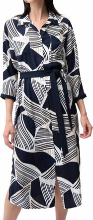 Joseph Ribkoff Geometric Print Midi Shirt Dress In Vanilla Multicolor
