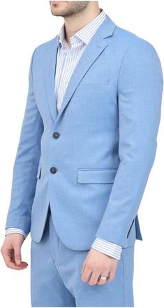 Selected Jassen, Heren, Blauw, M, Leer, Getailleerd Jasje