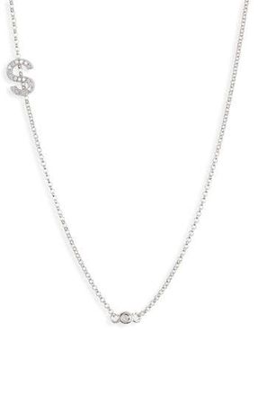 Meshmerise Bezel Diamond Initial Chain Necklace - 0.2ct. in White-S at Nordstrom Rack