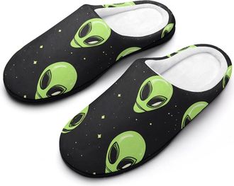 Generic Green Aliens Mens Slipper Slip On Winter Warm House Slippers Shoes Indoor Outdoor