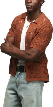 Lucky Brand Granny Open Stitch Button-Up Shirt in Tortoise Shell at Nordstrom, Size Xx-Large