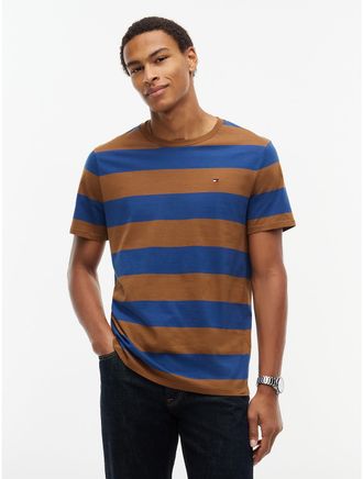 Tommy Hilfiger Mens Rugby Stripe T-Shirt - Pecan Nut - XXL