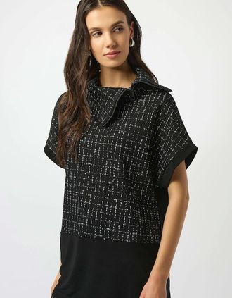 Joseph Ribkoff Womens Jacquard checkered boxy print tunic - Black