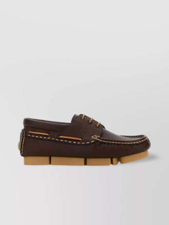 Fendi leather deck loafers