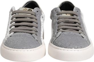 Hide & Jack Gray Suede Low Top Lace Up Sneakers Womens Shoes (Pre-Owned)