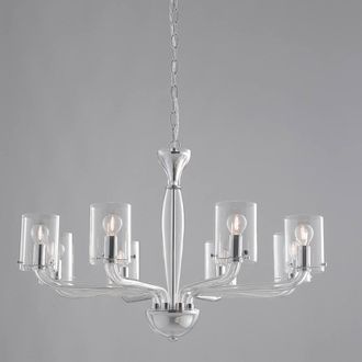 Netlighting AURORA 8 Light Chandeliers with Shades Transparent 79.2x48cm in Clear | Size: 79.2x48 cm