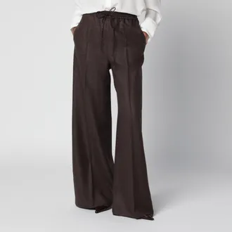 Max Mara Pantalone marrone in lana m&eacute;lange