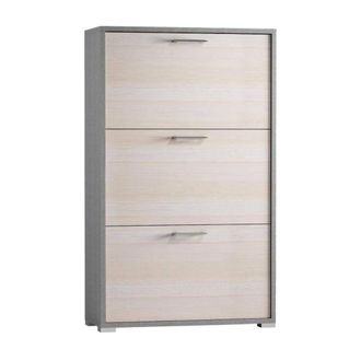 Dmora Zapatero Peonia, Mueble De Entrada Polivalente Con 3 Puertas Abatibles, Zapatero De Doble Profundidad, 100% Made In Italy, Cm 67x28h112, Alerce, Con E