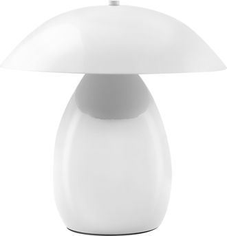 Beliani L&aacute;mpara De Mesa Moderna Con Pantalla De Hierro Una Luz 30 Cm Forma De Seta Blanco Sigi