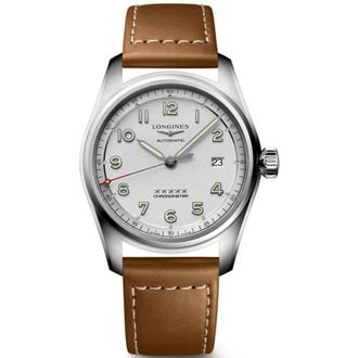 Longines Spirit Automatic Silver Dial Leather Strap Mens Watch L3.810.4.73.2