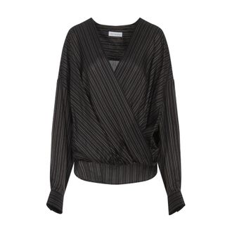 Dries Van Noten Blouses, female, Brown, Size: M Brown Cupro Shirt Elegant Styling