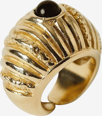 Paola Sighinolfi Offener goldener Ring mit Onyx Reef