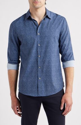 W.R.K Trim Fit Shaded Performance Button-Up Shirt in Navy at Nordstrom, Size X-Large