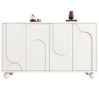 STILVORA Madia Con 2 Ante E Ripiano Regolabile, Antiribaltamento, Stile Moderno, In Mdf, 120&times;35&times;71 Cm, Bianco