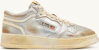 Autry SNEAKERS MED-WAY SUPER VINTAGE IN PELLE PRINT SNAKE SILVER E MARSHMALLOW