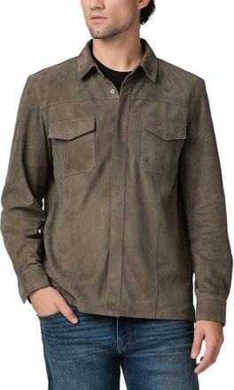 Paige Baltimore Leather Shirt Jacket in Tundra at Nordstrom, Size Xx-Large
