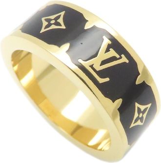 Louis Vuitton Gold Black Gold Plating Band Ring (Pre-Owned)