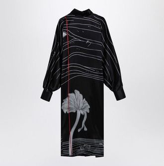 Ferragamo Womens Black Silk Satin Midi Dress - Size Medium