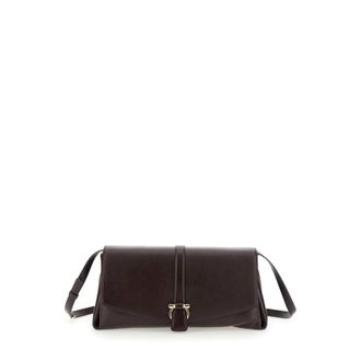 Ferragamo Bordeaux Crossbody Bag With Gancini Buckle Detail In Leather