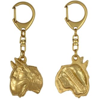 OEM Bull Terrier, Bull Terrier Ii: Llavero Ba&ntilde;ado En Oro Con Un Perro, Decoraci&oacute;n Para Bolsos, Accesorio De Lujo De Art-dog