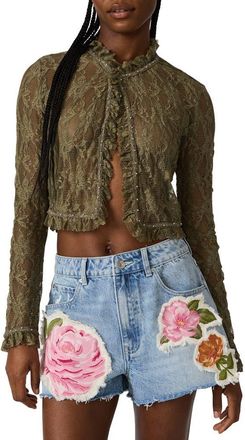 Steve Madden Linden Lace Crop Top in Mountain Green at Nordstrom, Size X-Small