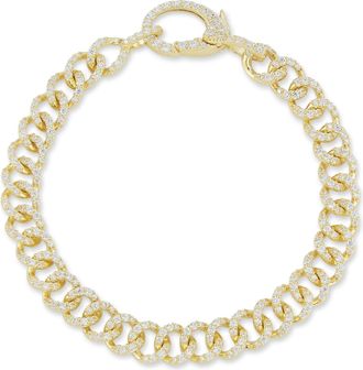 Glaze Jewelry Sterling Silver Pave Curb Chain Bracelet