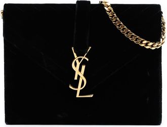 Saint Laurent Pre-owned Saint Laurent Medium Chevron Velvet Monogram Envelope Bag ARS354499 0714