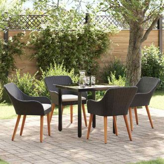 vidaXL Conjunto De Comedor De Jard&iacute;n 5 Pcs Negro Rat&aacute;n Sint&eacute;tico Vidaxl