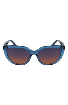 Longchamp Le Pliage 53mm Gradient Cat Eye Sunglasses in Transparent Blue at Nordstrom