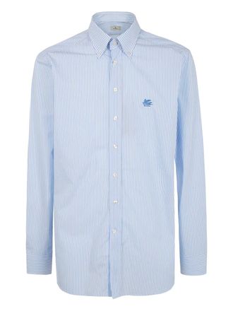 Etro striped-pattern logo-detail shirt - Blu