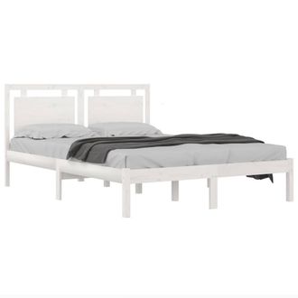 Berkfield Home Beautiful Bed Frame White Solid Wood 200x200 cm