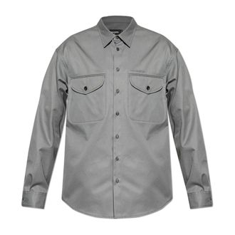 Dsquared2 Overhemd met geborduurd logo - Heren - Casual Overhemden - Grijs - S - Katoen - Overhemden
