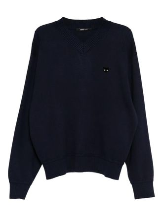 Songzio cat-embroidered sweatshirt - men - Cotton/Wool/Cashmere - S - Blue