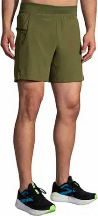 Brooks Sherpa 7 2-In-1 Shorts In Carbon Green