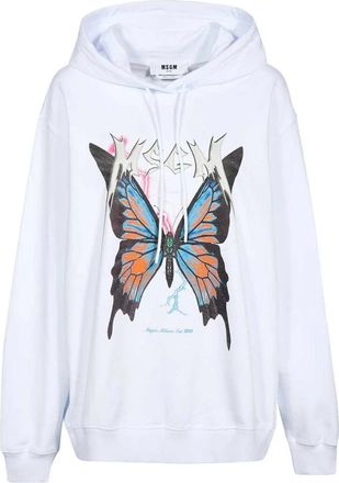 Msgm Cotton Hoodie - Dames - Hoodies - Wit - 2XS - Katoen - Hoodies & sweatvesten
