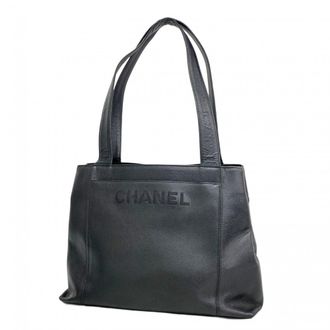 Chanel Black Grained Calfskin Tote Bag (Pre-Owned)