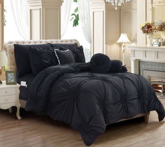 Elegant Comfort 10-pc Sunflower Comforter Set - Includes 6-pc Sheet Set With Sided Storage Pockets