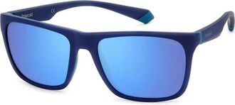 Polaroid Vierkante Gepolariseerde Zonnebril Blauw Gespiegeld - unisex - Zonnebrillen - Blauw - 57 MM - Accessoires
