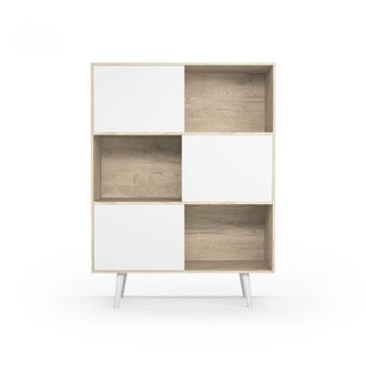 HERDASA Librer&iacute;a, Aparador De La Colecci&oacute;n Nordic (881), En Melamina Con Pies De Madera De Haya. Roble-blanco