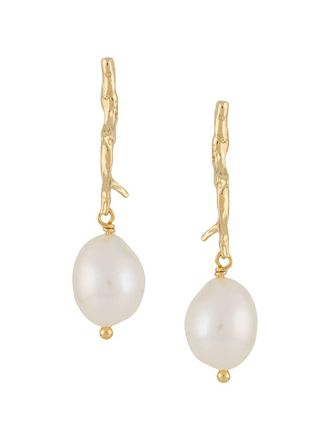 Wouters & Hendrix Reves de Reves branch pearl earrings - women - 18kt Gold Plated Silver - One Size