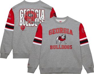 Mitchell & Ness Mens Mitchell & Ness Grey Heather Georgia Bulldogs Throwback Allover 4.0 Pullover Sweatshirt in Heather Gray at Nordstrom, Size Small
