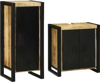 vidaXL Juego de muebles de baño 2 pcs Marrón Madera de mango maciza vidaXL